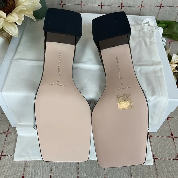 Good American Block Heel Slide Sandals Desert Snake GA119K-X New Dust Bag Size 6 - Picture 5 of 5